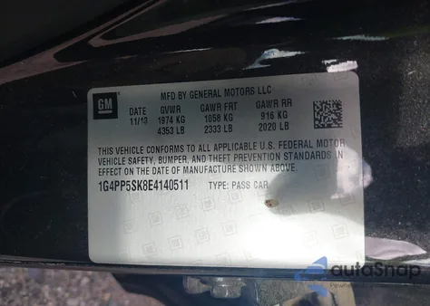 2014 Buick Verano from USA, damaged, VIN 1G4PP5SK8E4140511
